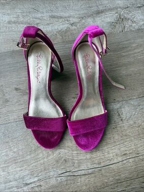 Lilly Pulitzer Velvet Ankle-Strap Heels